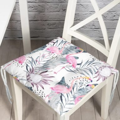 Flamingo Desenli Dijital Baskılı Pofidik Sandalye Minderi