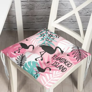 Flamingo Desenli Dijital Baskılı Pofidik Sandalye Minderi