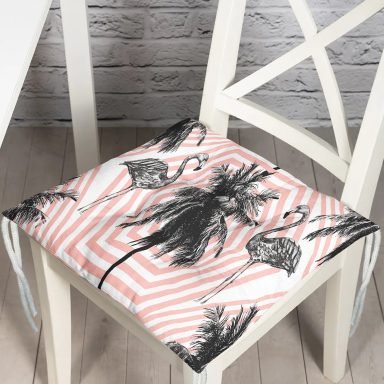 Flamingo Desenli Dijital Baskılı Pofidik Sandalye Minderi