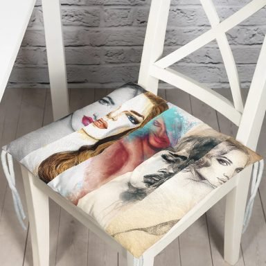 Fashion Womens Dijital Baskılı Pofidik Sandalye Minderi