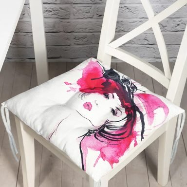 Sulu Boya Özel Tasarım Fashion Women Dijital Baskılı Pofidik Sandalye Minderi