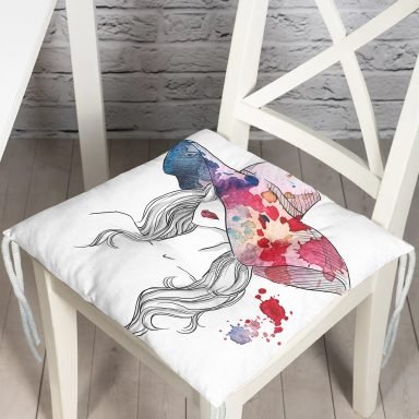 Fashion Girl Şapka Özel Tasarım Dijital Baskılı Pofidik Sandalye Minderi