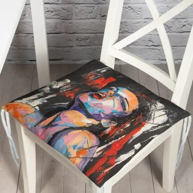 Sulu Boya Fashion Women Dijital Baskılı Pofidik Sandalye Minderi