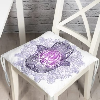 Mandala İçinde Fatma'nın Bereket Eli Motifli Pofidik Sandalye Minderi
