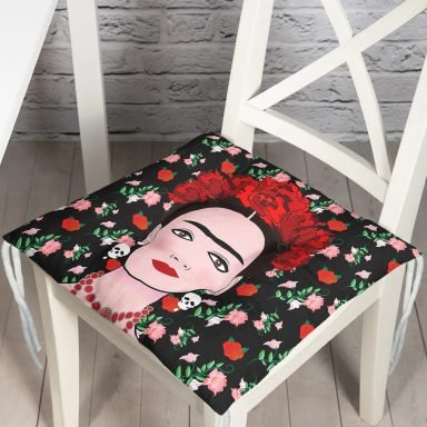 Özel Tasarım Frida Dijital Baskılı Pofidik Sandalye Minderi