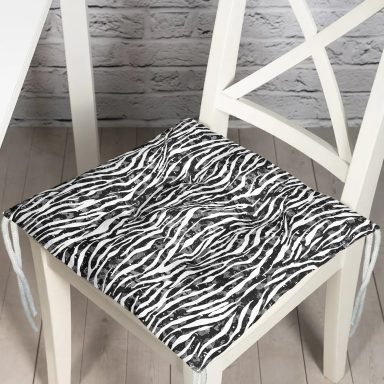 Zebra Desenli Özel Tasarım Dekoratif Pofidik Sandalye Minderi