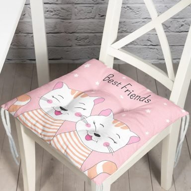Best Friends Kediler Özel Tasarımlı Pofidik Sandalye Minderi