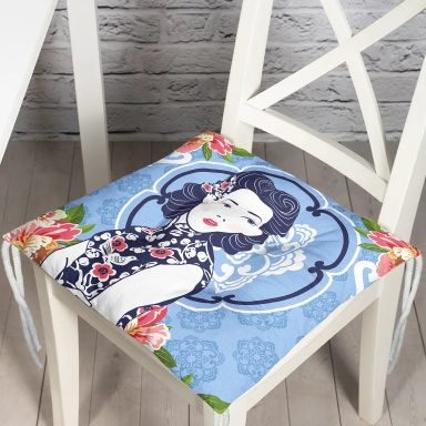 Çiçek Detaylı Modern Kadın Motifli Dekoratif Pofidik Sandalye Minderi