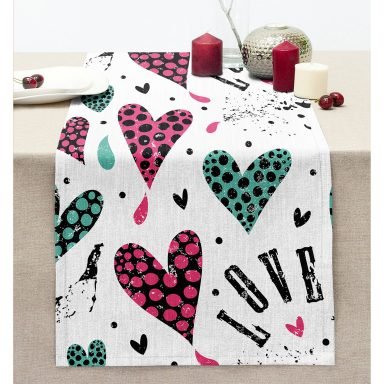 Realhomes Kalpli Love Desenli Modern Dikişli Şönil Runner