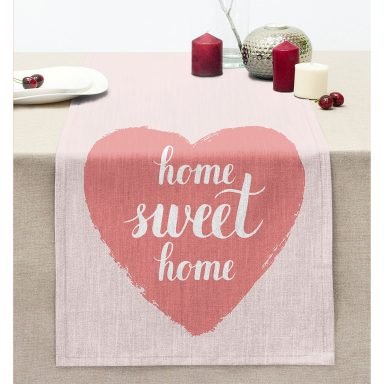 Home Sweet Home Dijital Baskılı Dekoratif Dikişli Şönil Runner