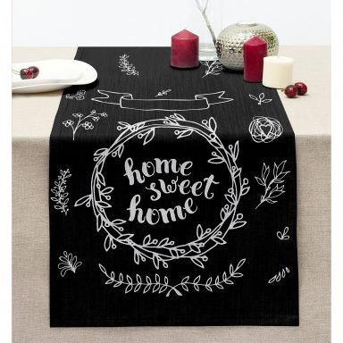 Home Sweet Home Dijital Baskılı Dekoratif Dikişli Şönil Runner