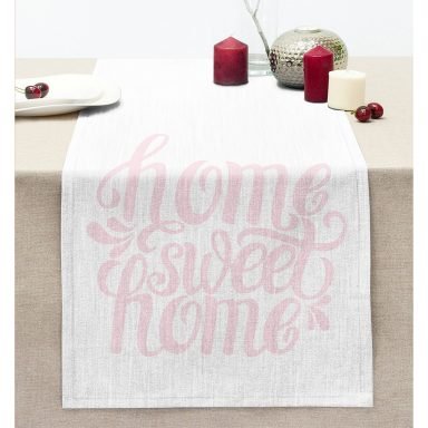 Pudra Home Sweet Home Dijital Baskılı Dikişli Şönil Runner