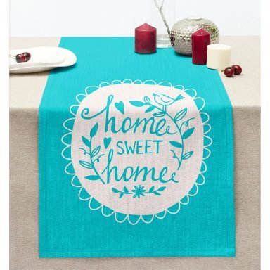 Home Sweet Home Dijital Baskılı Dekoratif Dikişli Şönil Runner