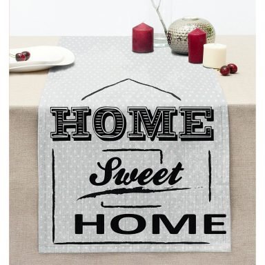 Home Sweet Home Dijital Baskılı Dekoratif Dikişli Şönil Runner