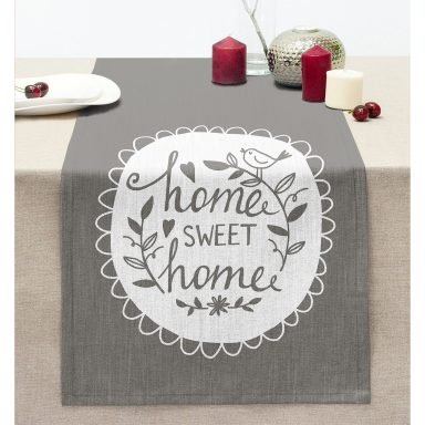 Home Sweet Home Dijital Baskılı Dekoratif Dikişli Şönil Runner