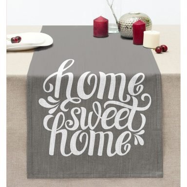 Home Sweet Home Dijital Baskılı Dekoratif Dikişli Şönil Runner
