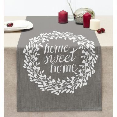 Home Sweet Home Dijital Baskılı Dekoratif Dikişli Şönil Runner