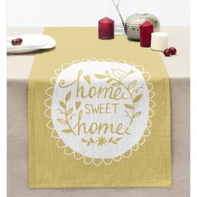 Home Sweet Home Dijital Baskılı Dekoratif Dikişli Şönil Runner
