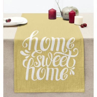 Home Sweet Home Dijital Baskılı Dekoratif Dikişli Şönil Runner