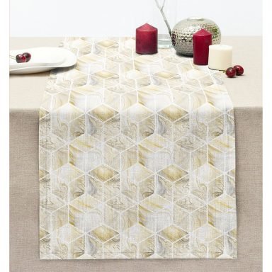 Geometrik Mermer Zeminli Modern Dikişli Şönil Runner
