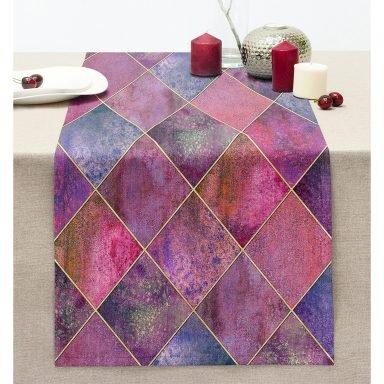 Geometrik Pudra Renkler Modern Tasarımlı Dekoratif Dikişli Şönil Runner