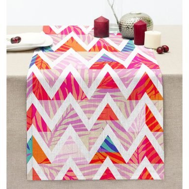Geometrik Desenli Renkli Zeminli Modern Dikişli Şönil Runner
