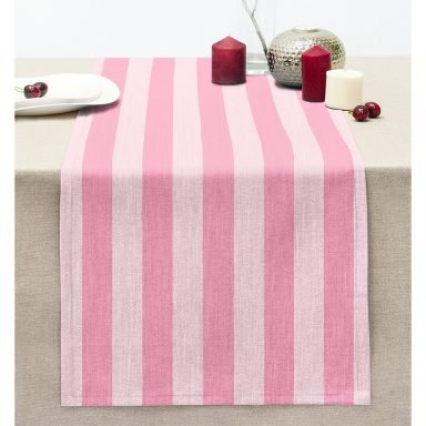 Pembe Renklerin Uyumu Modern Tasarımlı Dekoratif Dikişli Şönil Runner