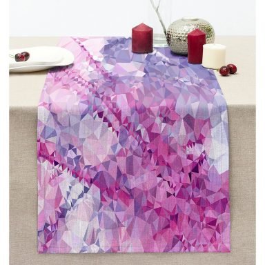 Renkli Geometrik Abstract Desenli Özel Tasarım Dijital Baskılı Modern Dikişli Şönil Runner