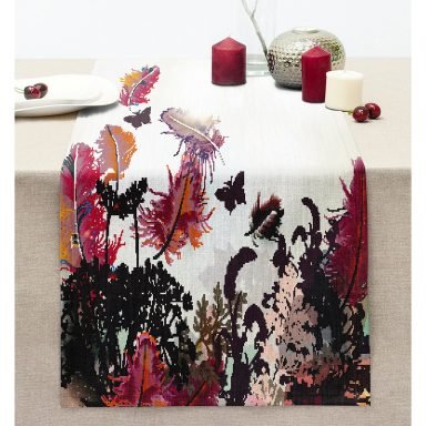 Butterfly Dijital Baskılı Modern Dikişli Şönil Runner