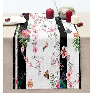 Moda Summer Özel Serisi Dijital Baskılı Modern Dikişli Şönil Runner