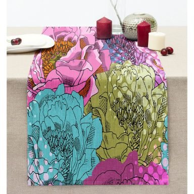 Multi Color Özel Tasarım Dijital Baskılı Modern Dikişli Şönil Runner