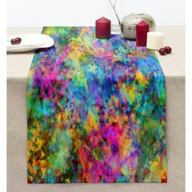 Multi Color Dijital Baskılı Modern Dikişli Şönil Runner