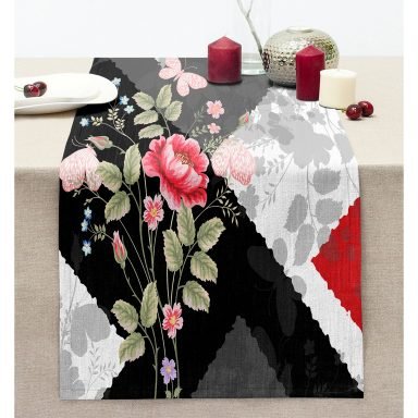 Fashion Özel Tasarım Dijital Baskılı Modern Dikişli Şönil Runner