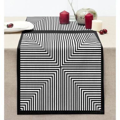Geometrik Desenli Özel Tasarım Dijital Baskılı Modern Dikişli Şönil Runner