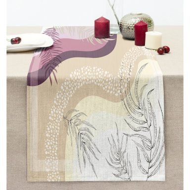 Abstract Geometrik Motifli Özel Tasarım Dijital Baskılı Modern Dikişli Şönil Runner