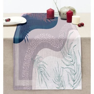 Modern Sanat Tasarımlı Dijital Baskılı Dikişli Şönil Runner