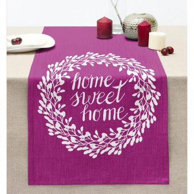 Home Sweet Home Dijital Baskılı Dekoratif Dikişli Şönil Runner