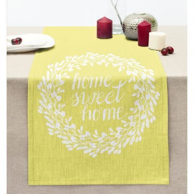 Home Sweet Home Dijital Baskılı Dekoratif Dikişli Şönil Runner
