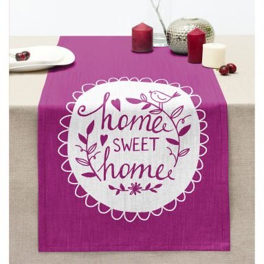 Home Sweet Home Dijital Baskılı Dekoratif Dikişli Şönil Runner