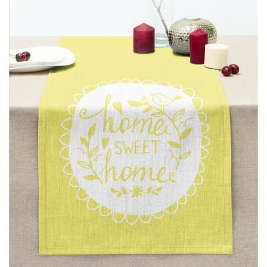 Home Sweet Home Dijital Baskılı Dekoratif Dikişli Şönil Runner