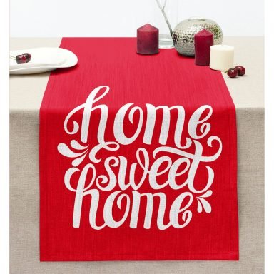 Home Sweet Home Dijital Baskılı Dekoratif Dikişli Şönil Runner