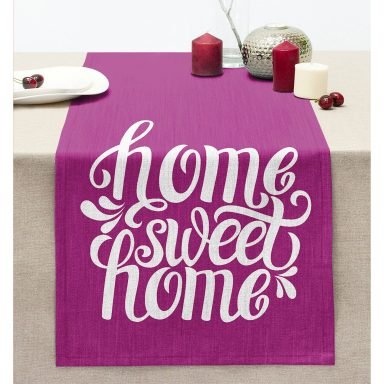Home Sweet Home Dijital Baskılı Dekoratif Dikişli Şönil Runner