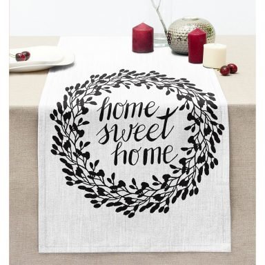 Home Sweet Home Dijital Baskılı Dekoratif Dikişli Şönil Runner