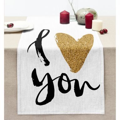 I Love You Yazılı Realhomes Dijital Baskılı Modern Dikişli Şönil Runner