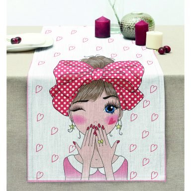 Fashion Girl Dijital Baskılı Modern Dikişli Şönil Runner