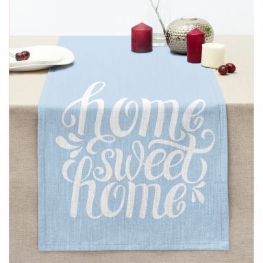 Home Sweet Home Dijital Baskılı Dikişli Şönil Runner