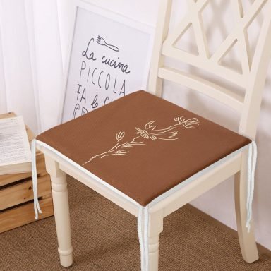 Kahve Zemin Minimalist Çizimli Dijital Baskılı Modern Fermuarlı Sandalye Minderi