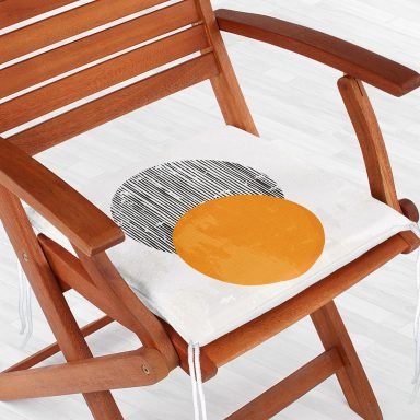 Sanat Güneşi Temalı Dijital Baskılı Modern Fermuarlı Sandalye Minderi