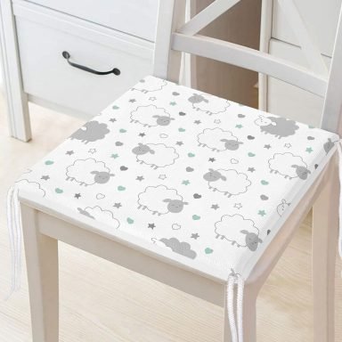 Pofuduk Kuzu Tasarımlı Dijital Baskılı Modern Fermuarlı Sandalye Minderi