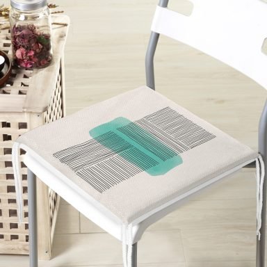 Soyut Tarzda Onedraw Çizimli Dijital Baskılı Modern Fermuarlı Sandalye Minderi